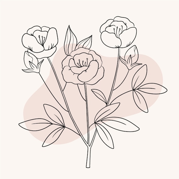 Flat simple flower outline illustration