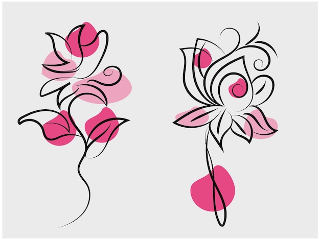 Flat simple flower outline illustration