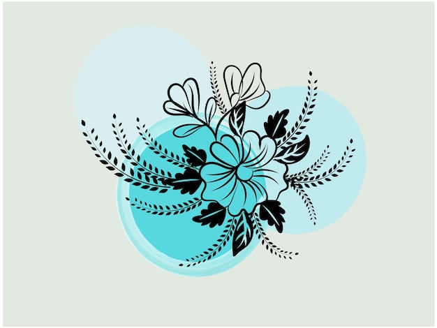 Flat simple flower outline illustration