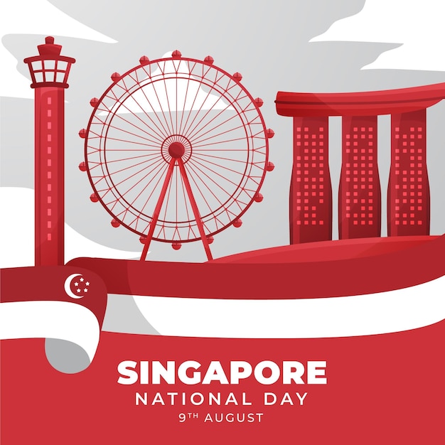 Vector flat singapore national day illustration