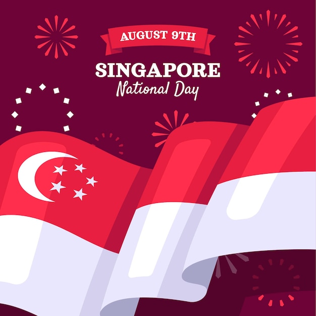 Vettore illustrazione piatta della giornata nazionale di singapore