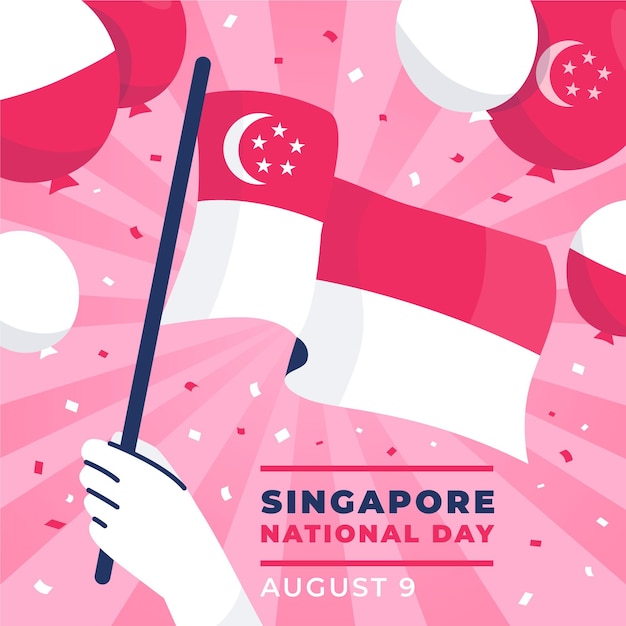 Flat singapore national day illustration