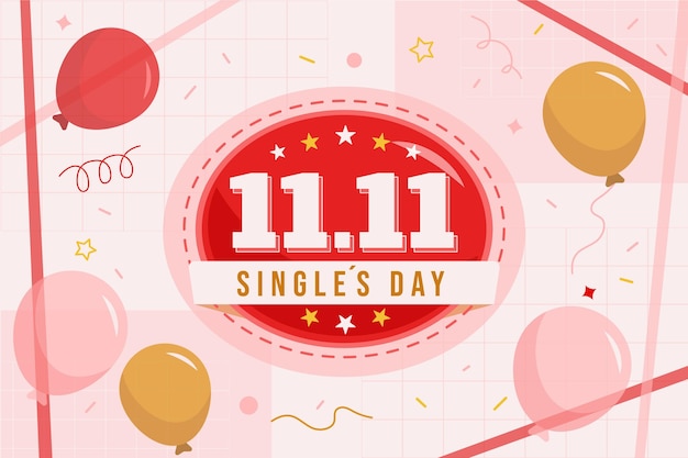 Flat single's day background