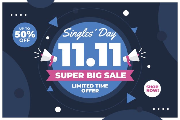 Flat single's day sale background