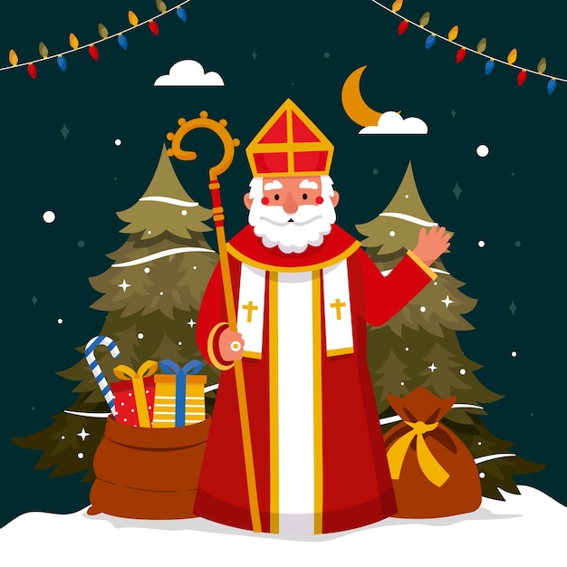 Vector flat sinterklaas-illustratie