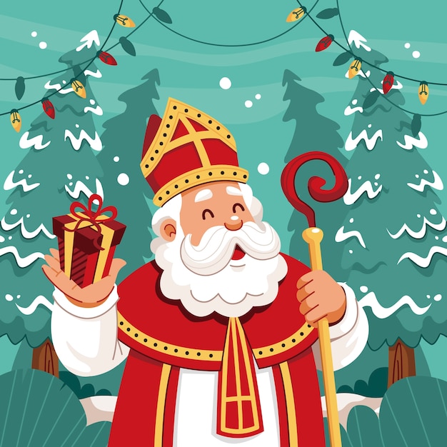 Vettore illustrazione piatta di sinterklaas