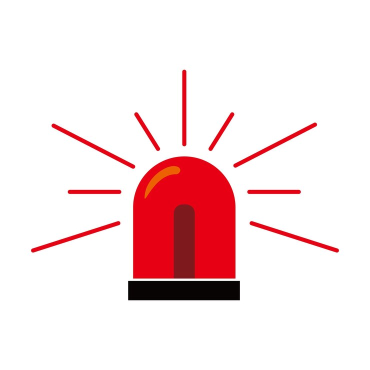 Vector flat siren vector illustration red emergency lamp sign and symbol