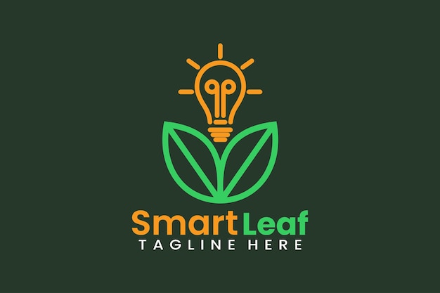 Flat smart leaf logo template design illustration