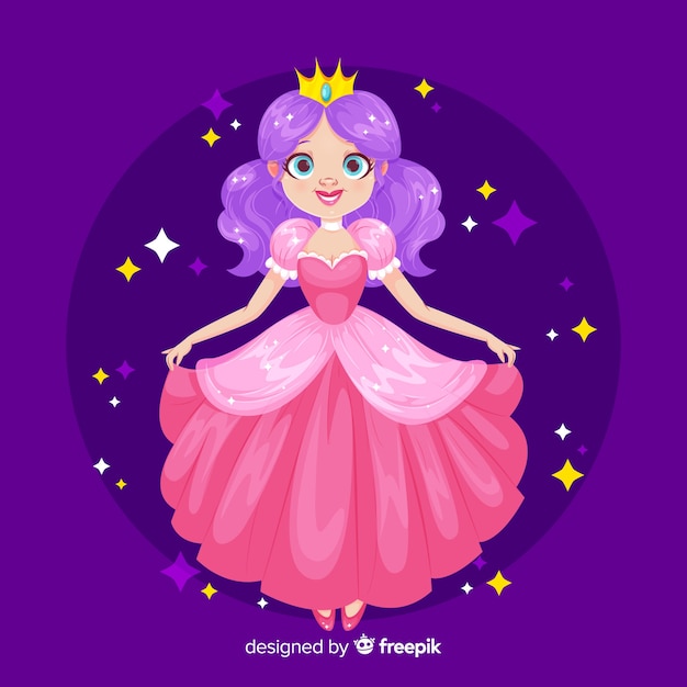 Flat smiling princess portrait