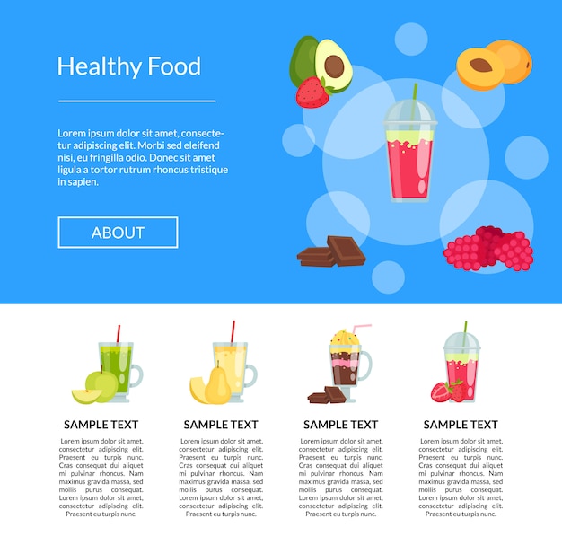 flat smoothie elementsbanner landing page  