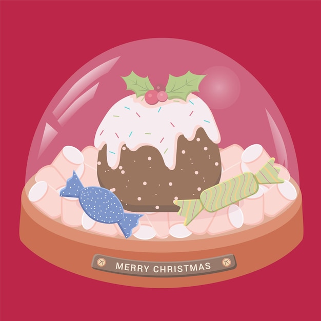 Flat snowball with candy tasty vector
