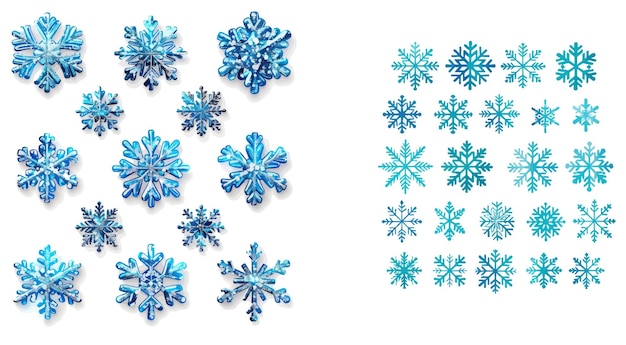 Flat snowflakes Vector isolated symbol set