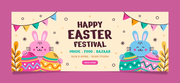 flat social media cover template for easter celebration