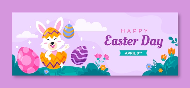Flat social media cover template for easter celebration
