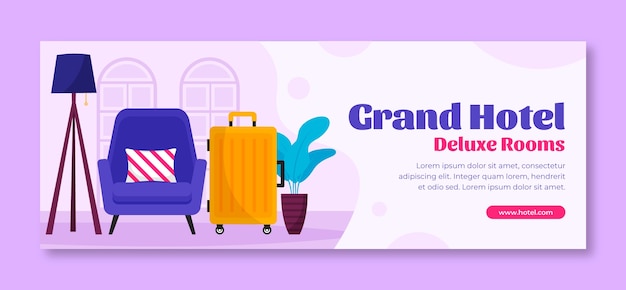 Flat social media cover template for hotel accommodation