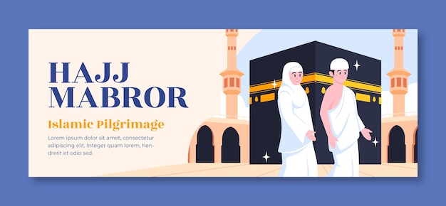 Vector flat social media cover template for islamic hajj pilgrimage