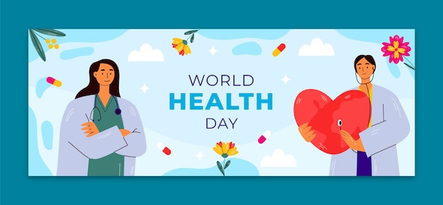 Flat social media cover template for world health day celebration