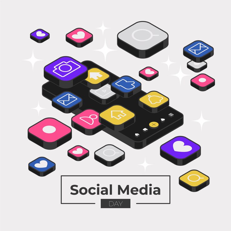 Vector flat social media day illustration