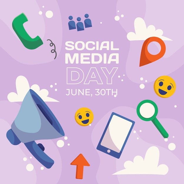 Flat social media day illustration