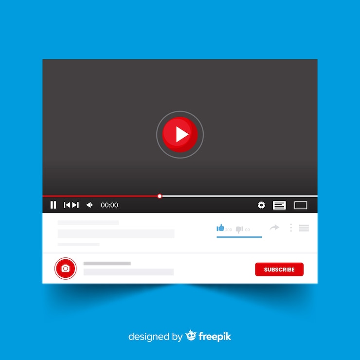 Vector flat social media multimedia player template