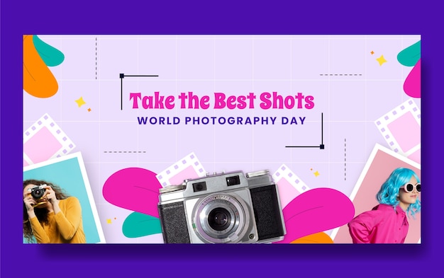 Vector flat social media post template for world photography day celebration