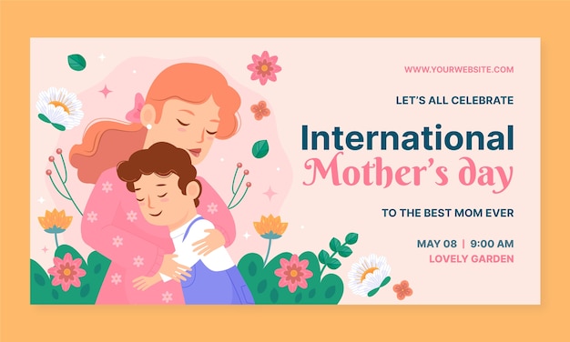 Flat social media promo template for mothers day celebration