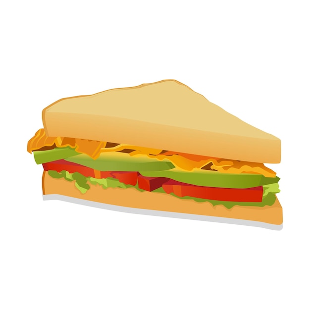 Vector flat and soft vector style of sandwich