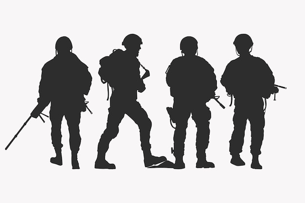 Vector flat soldier silhouette