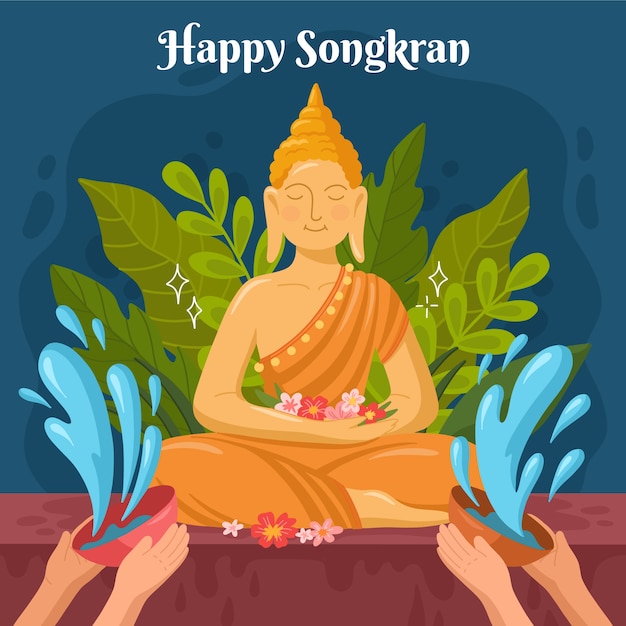 Flat songkran illustration