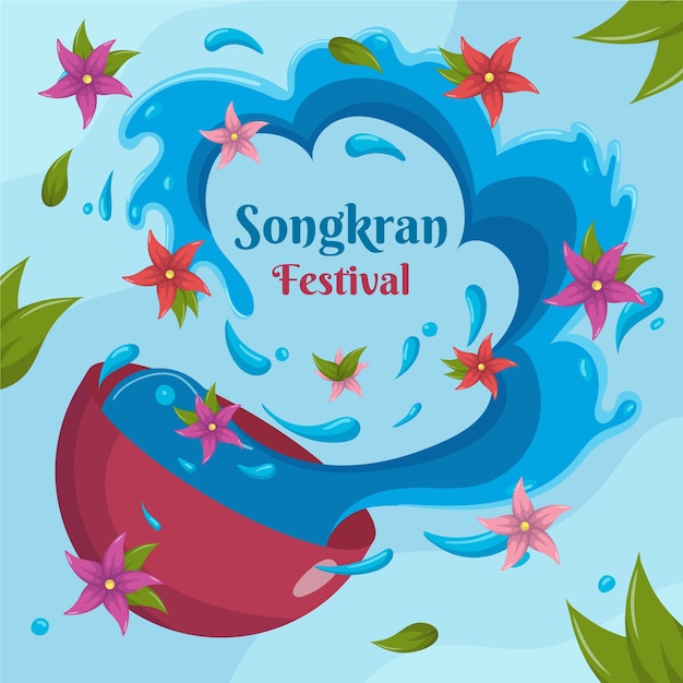 Vector flat songkran illustration