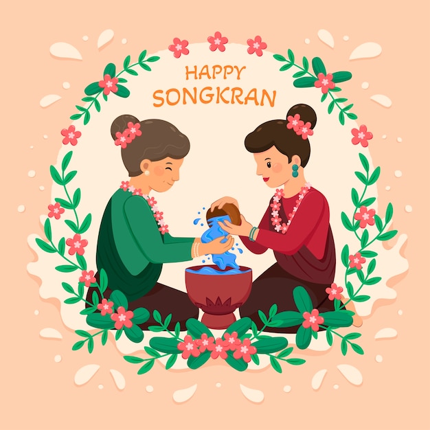 Illustrazione di songkran piatta