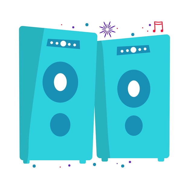 Flat Sound Speakers Icon In Turquoise Color