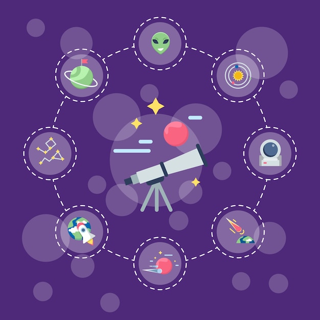 Flat space icons infographic concept