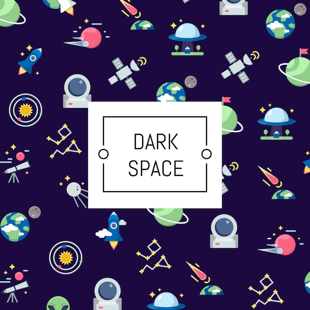 flat space icons pattern background