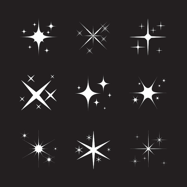 Vector flat sparkling star collection