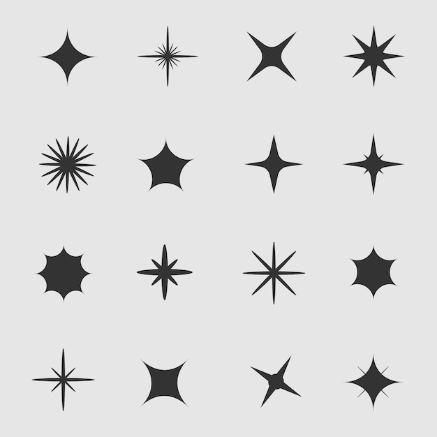 Vector flat sparkling star collection