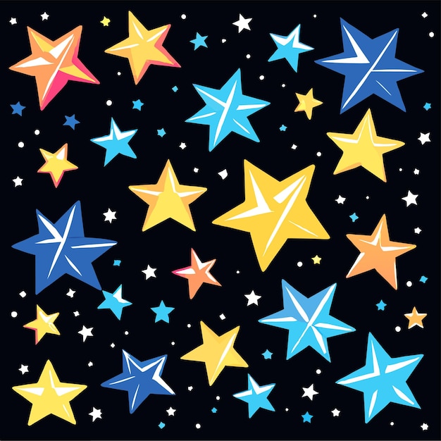 Вектор коллекции плоских сверкающих звезд или дизайн узора звезд