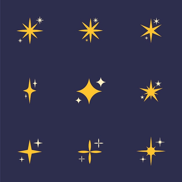 Vector flat sparkling stars collection