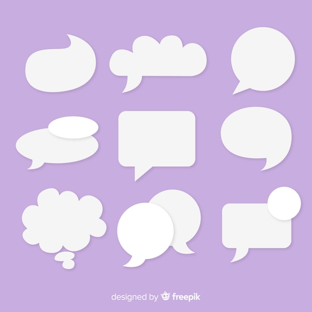 Vector flat speech bubble collection in paper style