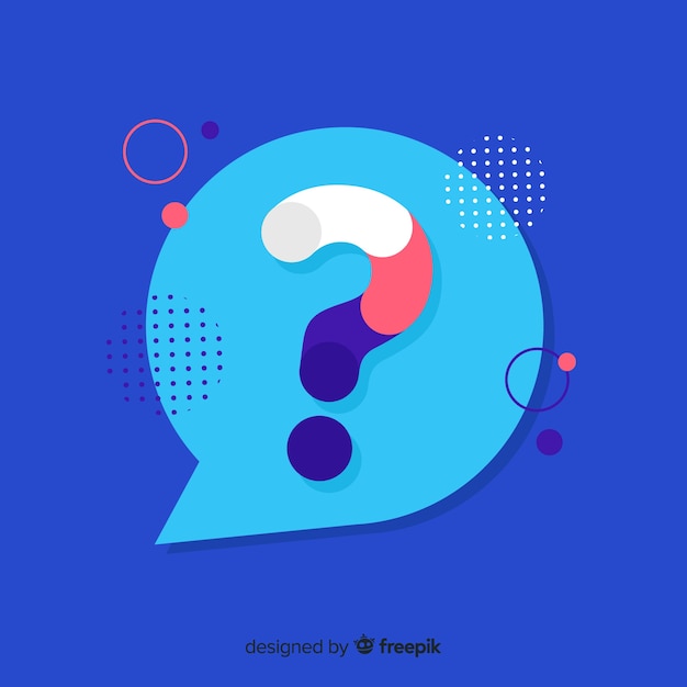 Flat speech bubble with question marks