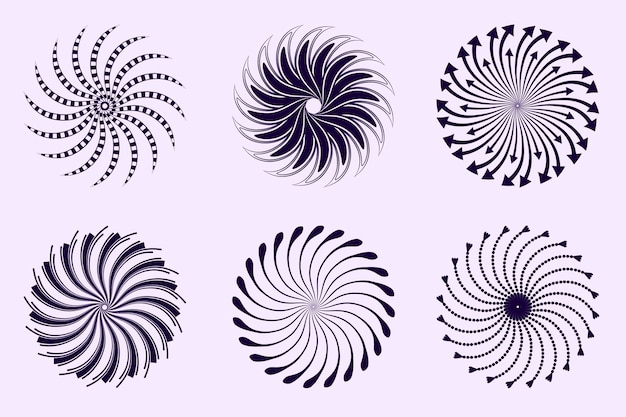 Insieme dell'illustrazione del cerchio a spirale piatta