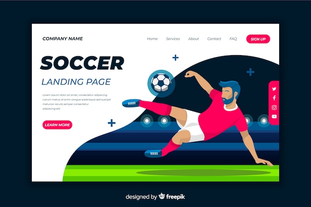 Vector flat sport landing page template