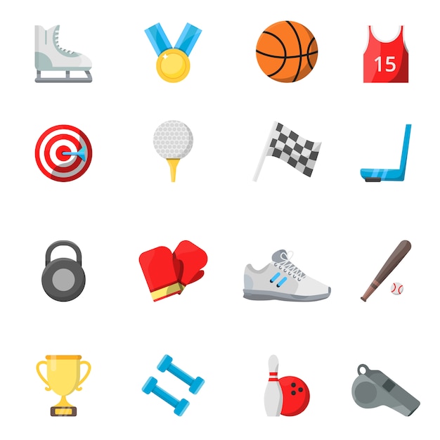 Vector flat sport symbols in vector style