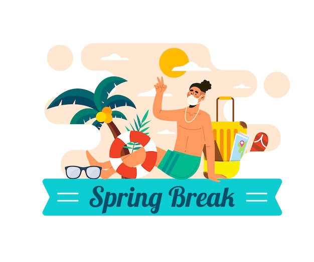 flat spring break illustration