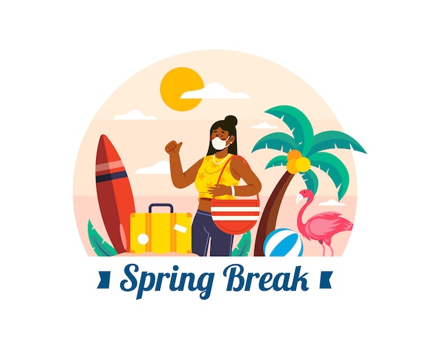 Vector flat spring break illustration