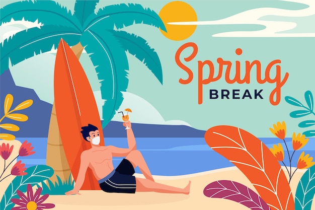flat spring break illustration