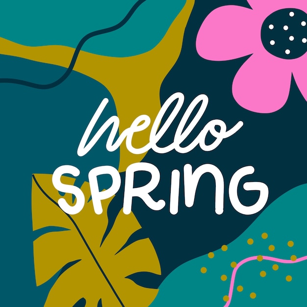 Vector flat spring floral lettering