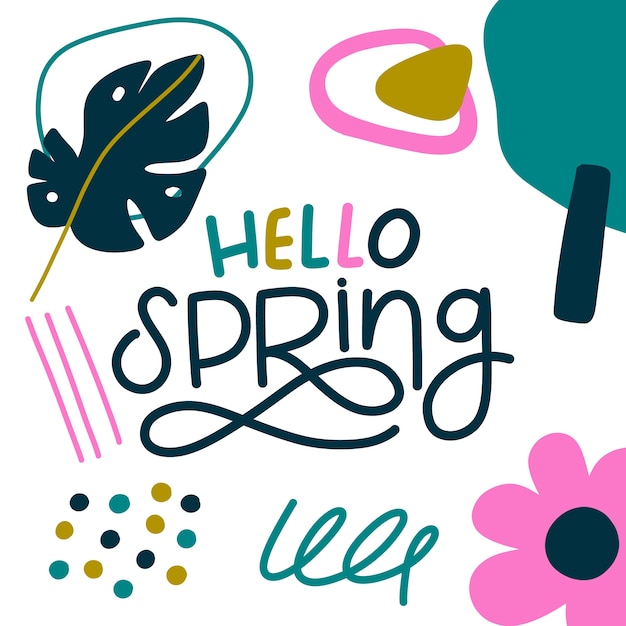 Flat spring floral lettering