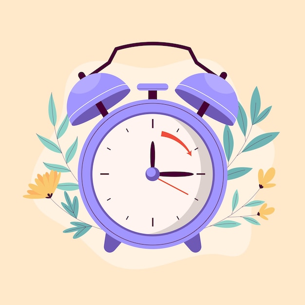 Flat spring forward illustration with clock