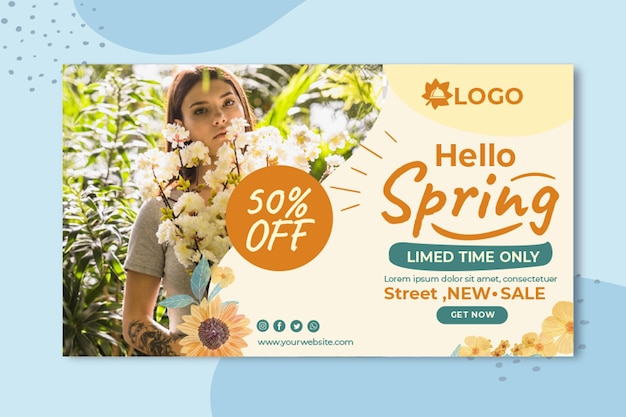 Vector flat spring horizontal banner